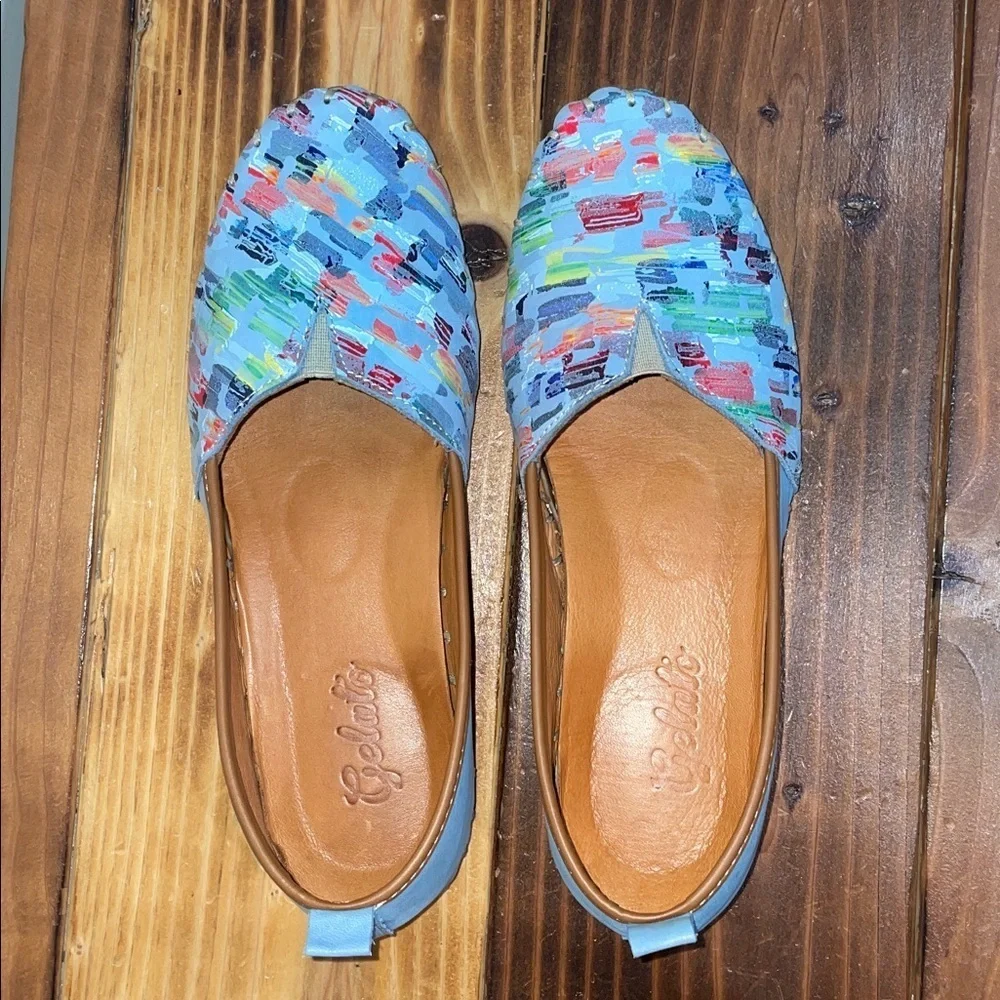 GELATO Women's Tennace Soft Leather Lightweight Shoes In Blue Size 39 (8-8.5 US)